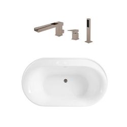 Randolph Morris Speare 60 Inch Acrylic Double Ended Freestanding Tub Package RMBP104-60-BNF5