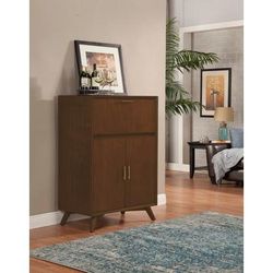 Flynn Large Bar Cabinet With Drop Down Tray in Walnut - Alpine Furniture 966WAL-16