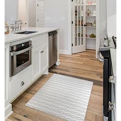 TWISTED ROPE GREY Kitchen Mat By Becky Bailey