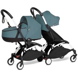 Babyzen YOYO Connect Double Stroller Bassinet / 6+ Bundle - White / Aqua