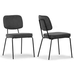 Set of 2 Aven Grey Fabric Dining Chair with Black Metal Legs - Glamour Home GHDC-1558