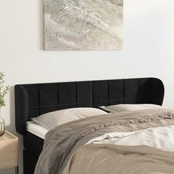 vidaXL Tête de lit avec oreilles Noir 147x23x78/88 cm Velours