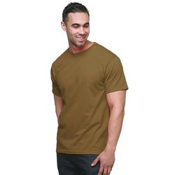 Bayside BA5000 Adult Ring-Spun Jersey Top in Coyote Brown size Small | Ringspun Cotton 5000