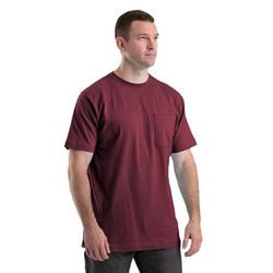 Berne BSM16T Men's Tall Heavyweight Short Sleeve Pocket T-Shirt in Maroon size XL/Tall | Cotton