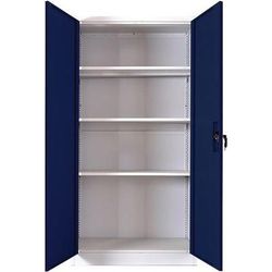 armoire à portes battantes hautes - gris et bleu - manutan