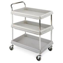 Metro BC2030-3DG 3 Level Plastic Utility Cart w/ 400 lb Capacity, Raised Ledges, Polymer, 32-3/4" x 21-1/2", Gray