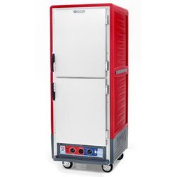 Metro C539-CDS-L Full Height Insulated Mobile Heated Cabinet w/ (34) Pan Capacity, 120v, Solid Dutch Doors, Red