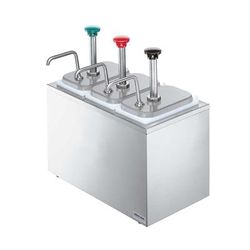 Server 82870 Pump Style Condiment Dispenser w/ (3) Jars & Pumps, (1 1/4) oz Stroke, Stainless, Silver