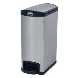 Rubbermaid 1901993 13 gal Rectangle Metal Step Trash Can, 22 43/64" L x 11 39/64" W x 28 29/32" H, Red, 13 Gallon, Black