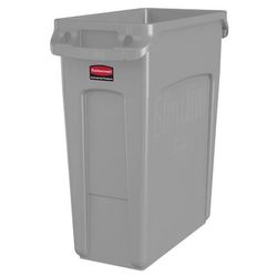 Rubbermaid 1971258 16 gal Rectangle Slim Trash Can, 22"L x 11"W x 25"H, Gray, 16 Gallon