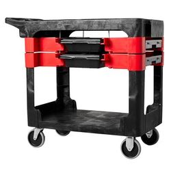 Rubbermaid FG618000 BLA 2 Level Polymer Utility Cart w/ 330 lb Capacity, Flat Ledges, Black