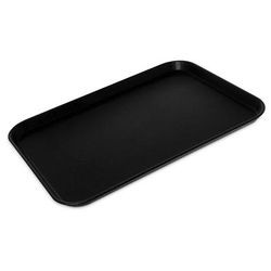 Carlisle 2216GR2Q004 Rectangular Griptite 2 Serving Tray - 22" x 16", Fiberglass, Black