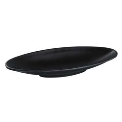 Yanco BP-4112 Black Pearl Boat Shaped Melamine Plate - 12" x 4 1/2", Black