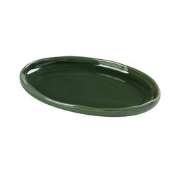 Yanco GG-212 Oval Dinner Plate - 12 1/4" x 8 1/4" Ceramic, Green Gem