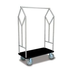 Forbes Industries 2484 Luggage Cart w/ Carpeted Deck - 44"L x 23"W x 71 1/4"H, Brushed Steel, Stainless Steel