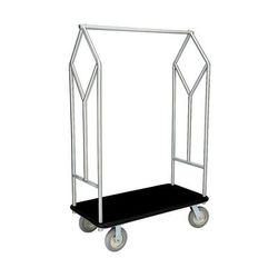 Forbes Industries 2484 Luggage Cart w/ Carpeted Deck - 44"L x 23"W x 71 1/4"H, Brushed Steel, Stainless Steel