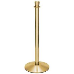 Forbes Industries 2742 39"H Crowd Control Stanchion w/ Hook Ring & Drum Top - Brushed Stainless Brass