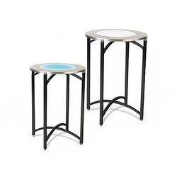 Forbes Industries 7034LED-42 30" Round Collapsible Side Table w/ LED Top - Steel/Acrylic Top & Black Steel Frame, 42"H