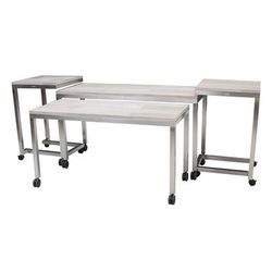 Forbes Industries 7404 4 Piece Claremont Nesting Tables Set - Laminate Top w/ Brushed Stainless Steel Frame