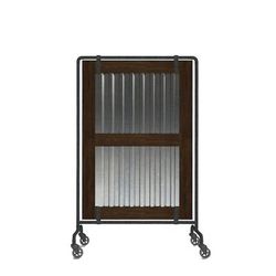 Forbes Industries 7843 Mobile Safety Shield Partition w/ Wood Barn Door Panel & Steel Frame, Brown
