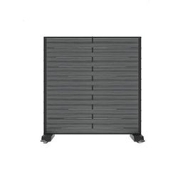 Forbes Industries 7876-4 Mobile Safety Shield Partition w/ Woven Wood Panel & Black Steel Frame, Brown