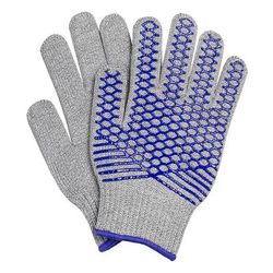 Ritz CLRZSCGL1X Chef's Line Extra Large Cut Resistant Glove - Blended Material, Gray w/ Blue Wrist Band, Slip-Resistant Silicone Webbing