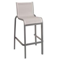Grosfillex US300289 42 7/10" Sunset Barstool w/ Gray Fabric Back & Seat - Aluminum, Gray, Armless, Textilene Sling