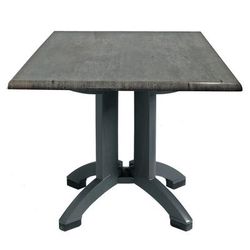 Grosfillex UT370038 32" Square Atlanta Outdoor Table w/ Umbrella Hole - Melamine, Granite