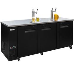 MoTak MBCBD-4-X 90 3/8" Kegerator Commercial Beer Dispenser w/ 3 Keg Capacity - 3 Column, Black, 115v, 2 Columns