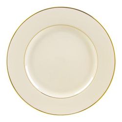 10 Strawberry Street CGLD0024 12 1/4" Round Double Gold Line Charger Plate - Porcelain, Cream/Gold, Beige