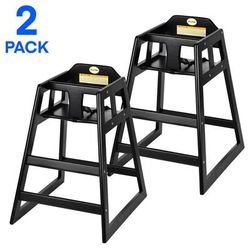 Alpine Industries ALP412-02-ESP 29" Stackable Wood High Chair w/ Waist Strap, Black, Brown