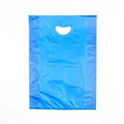 LK Packaging CH18BE Merchandise Bag w/ Handle - 18"L x 12"W x 3" SG, 0.7 mil HDPE, Blue, Case of 500