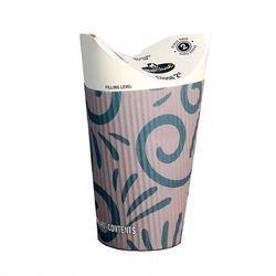 LK Packaging D16RWH ReadyFresh 16 oz Disposable Hot Cup w/ Integrated Lid & Sleeve - Paper, Printed, Printed Paper, Multi-Colored, Case of 400
