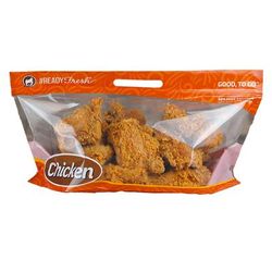 LK Packaging GNG1797 ReadyFresh Bottom Gusset Grab-N-Go Fried Chicken Pouch - 17" x 9" x 7" BG, ReadyFresh, Orange
