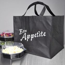 LK Packaging NW141212 Non-Woven Catering/Take-Out Bag - 14" x 12" x 12", Poly, Black, Black Polypropylene