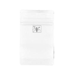 LK Packaging QTOZ4652W Bottom Gusset Child Resistant Pouch w/ Reclosable Zipper Seal - 4" x 6 5/8", White Matte, 4.8 mil