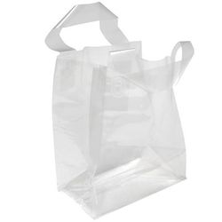 LK Packaging TO6484 Fast Take Poly Take Out Bag w/ Handles - 8 1/2" x 6 3/4" x 4 3/4", Clear