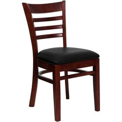 Flash Furniture XU-DGW0005LAD-MAH-BLKV-GG Restaurant Chair w/ Ladder Back & Black Vinyl Seat - Beechwood, Mahogany Finish