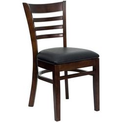 Flash Furniture XU-DGW0005LAD-WAL-BLKV-GG Restaurant Chair w/ Ladder Back & Black Vinyl Seat - Beechwood, Walnut Finish