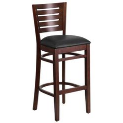 Flash Furniture XU-DG-W0108BBAR-WAL-BLKV-GG Commercial Bar Stool w/ Slat Back & Black Vinyl Seat, Walnut