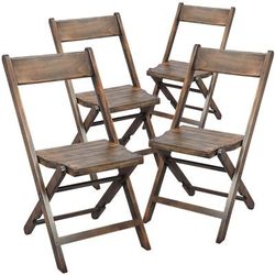 Flash Furniture 4-WFC-SLAT-AB-GG Folding Chair w/ Slatted Wood Seat - Beechwood Frame, Wood Grain