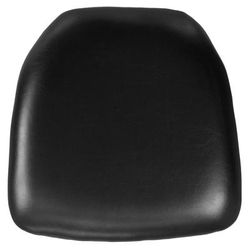 Flash Furniture BH-BK-HARD-VYL-GG 15 1/2" Chair Cushion w/ Hook & Loop Adhesive Tape - 2" Thick, Vinyl, Black, 2 in