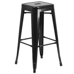Flash Furniture CH-31320-30-BK-GG Backless Commercial Bar Stool w/ Metal Seat, Black