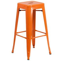 Flash Furniture CH-31320-30-OR-GG Backless Commercial Bar Stool w/ Metal Seat, Orange