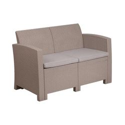 Flash Furniture DAD-SF2-2-GG 47"W Outdoor Loveseat w/ Seat Cushions - 30"H, Resin, Charcoal, Gray