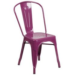 Flash Furniture ET-3534-PUR-GG Stacking Chair w/ Vertical Slat Back - Metal, Purple, Indoor/Outdoor