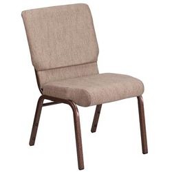 Flash Furniture FD-CH02185-CV-BGE1-GG Stacking Church Chair w/ Beige Fabric Back & Seat - Steel Frame, Copper Vein