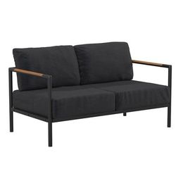 Flash Furniture GM-201027-2S-CH-GG Outdoor Patio Loveseat - Black Cushions w/ Black Steel Frame