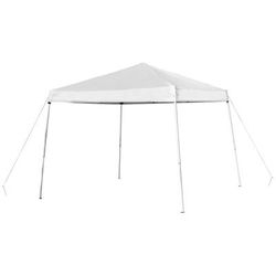 Flash Furniture JJ-GZ88-WH-GG 7 3/4 ft Square Pop Up Canopy Tent w/ Carry Bag - White Polyester, Steel Frame