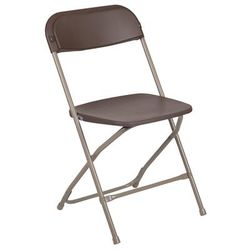 Flash Furniture LE-L-3-BROWN-GG Folding Chair w/ Brown Plastic Back & Seat - Steel Frame, Brown, Pack of 2